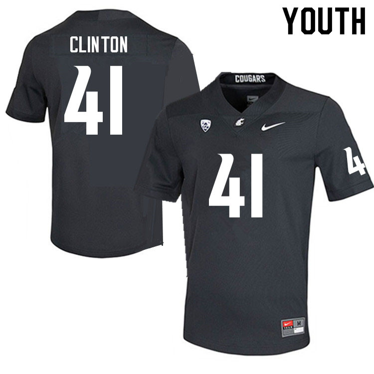 Youth #41 Dylan Clinton Washington State Cougars College Football Jerseys Sale-Charcoal